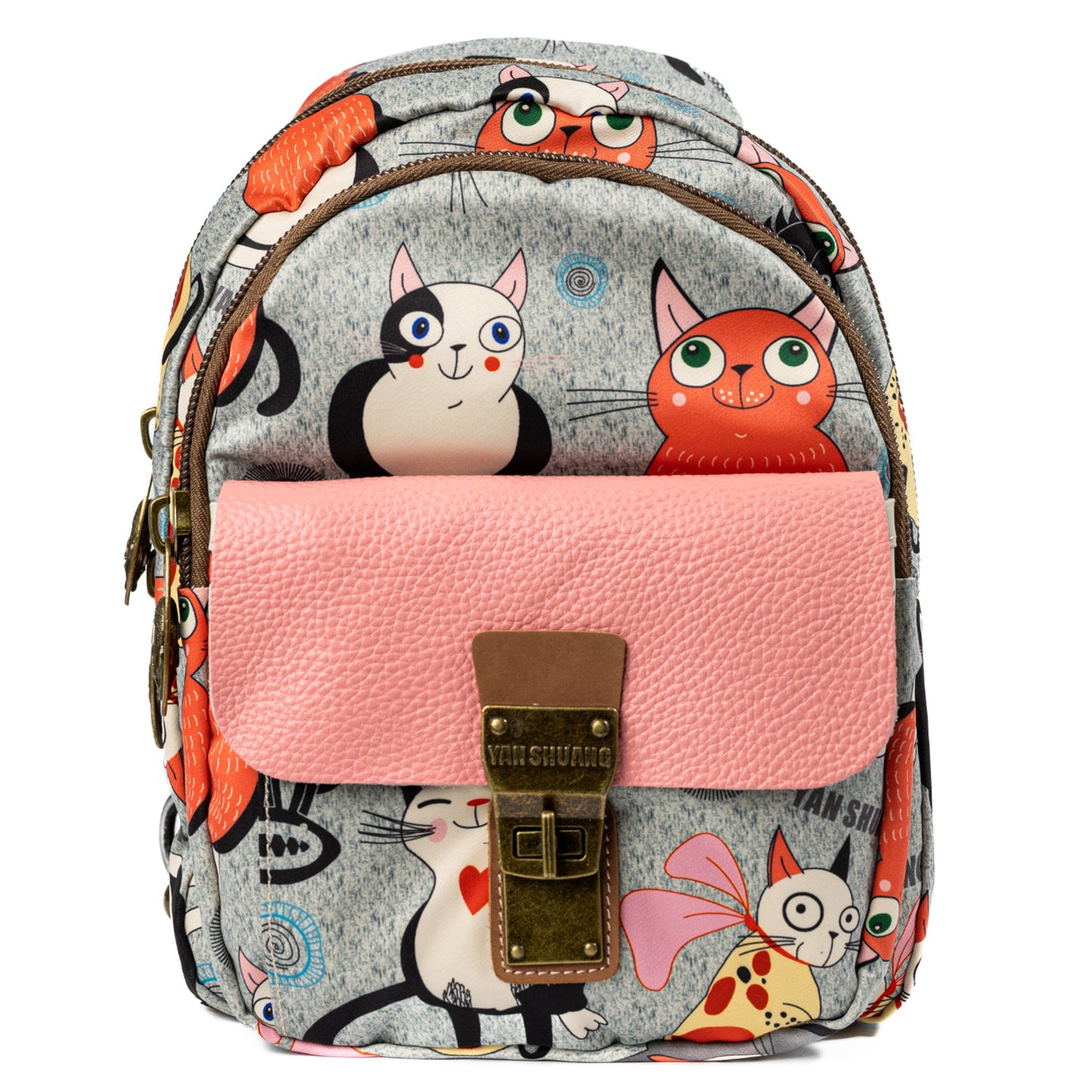 YAN SHUANG Mochila Convertible Gato Mao Piel Rosa