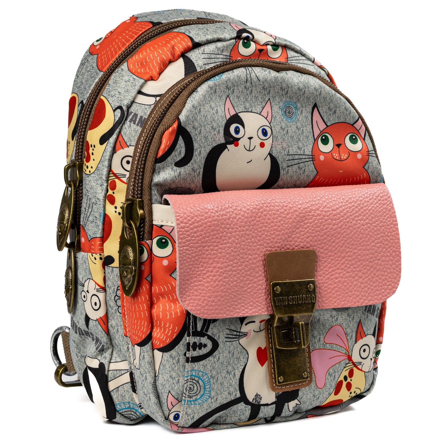 YAN SHUANG Mochila Convertible Gato Mao Piel Rosa