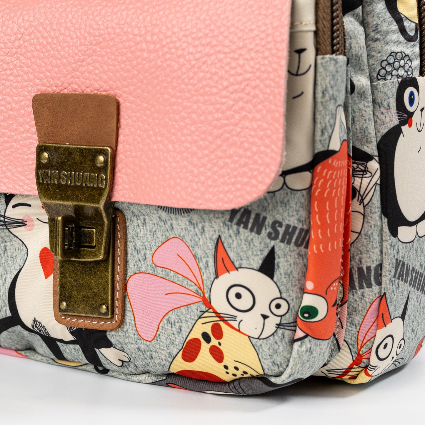 YAN SHUANG Mochila Convertible Gato Mao Piel Rosa
