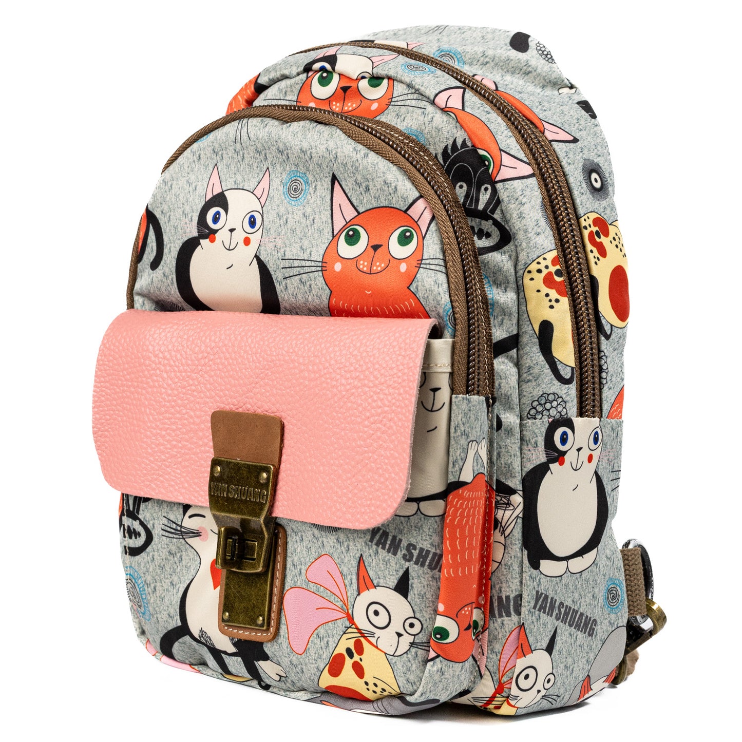 YAN SHUANG Mochila Convertible Gato Mao Piel Rosa