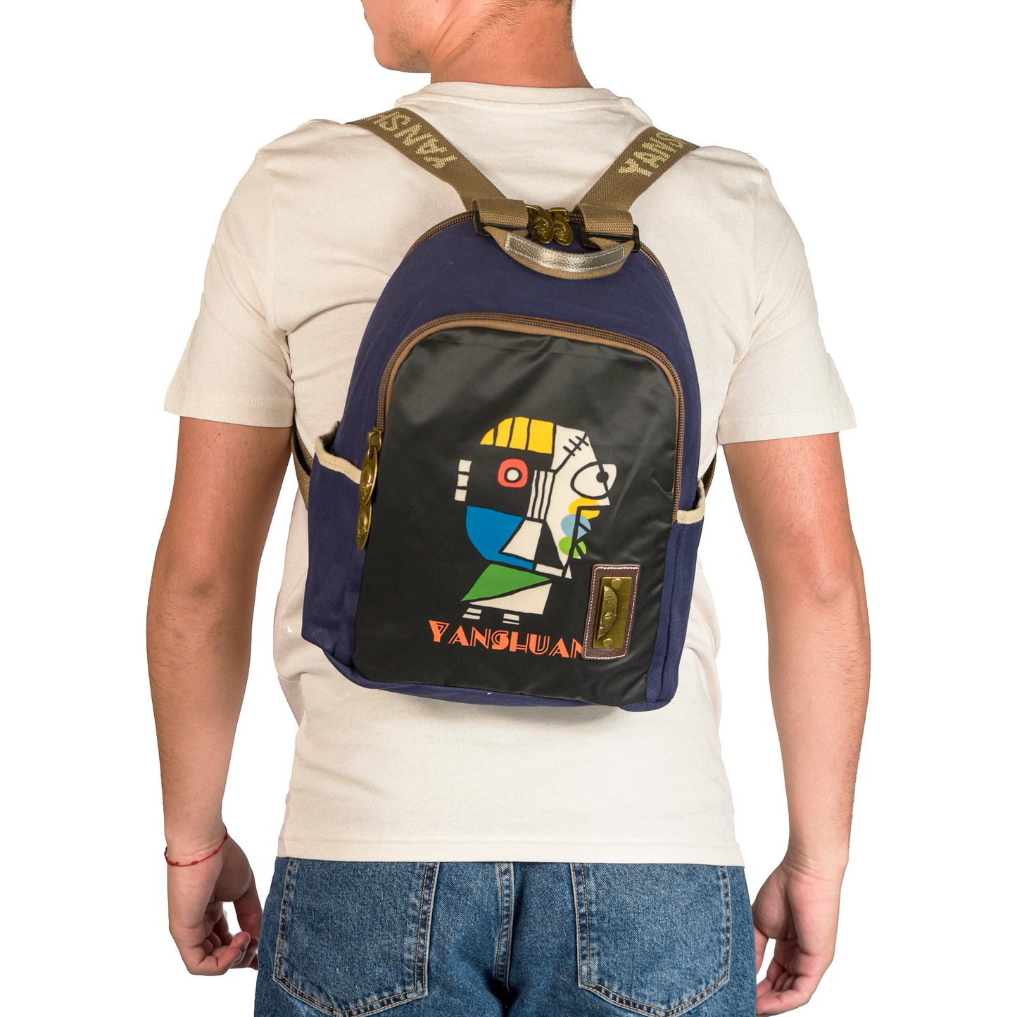 YAN SHUANG Mochila Androide Algodón Marino