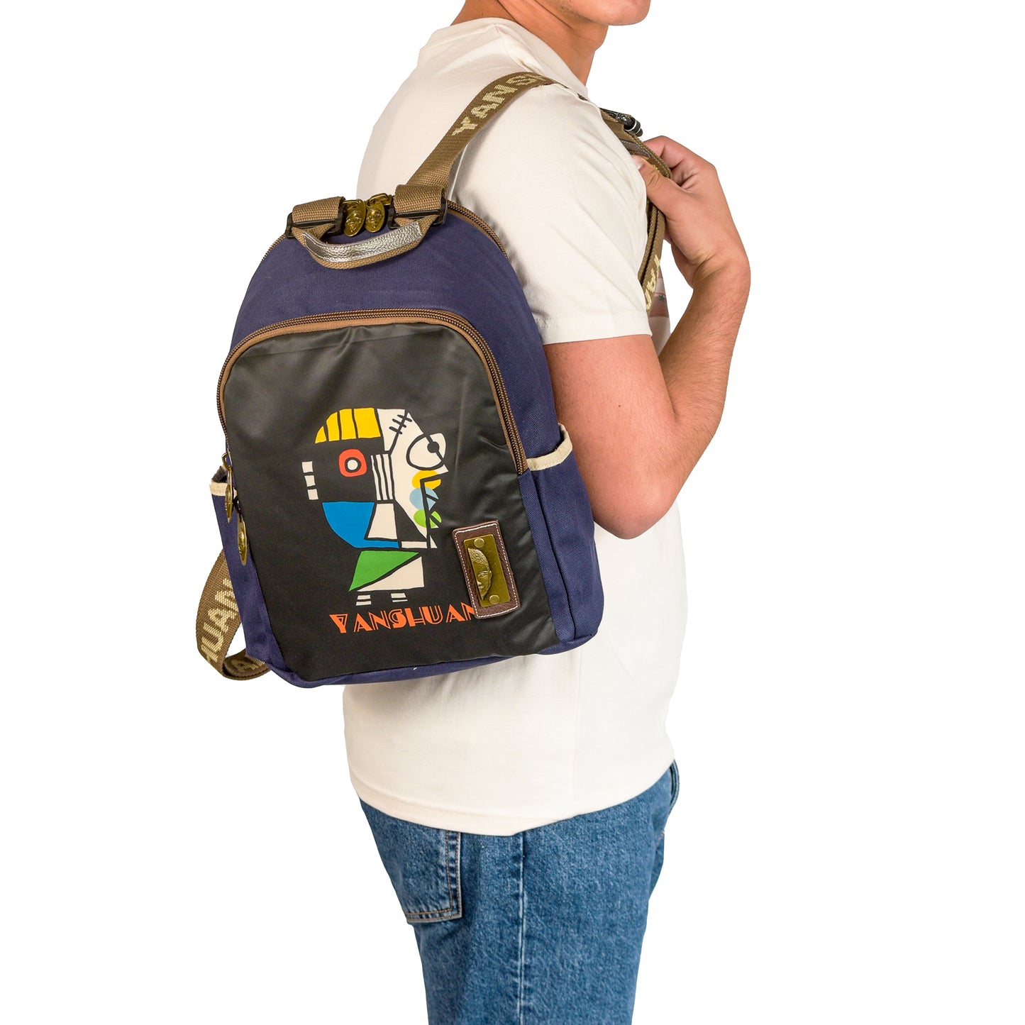 YAN SHUANG Mochila Androide Algodón Marino
