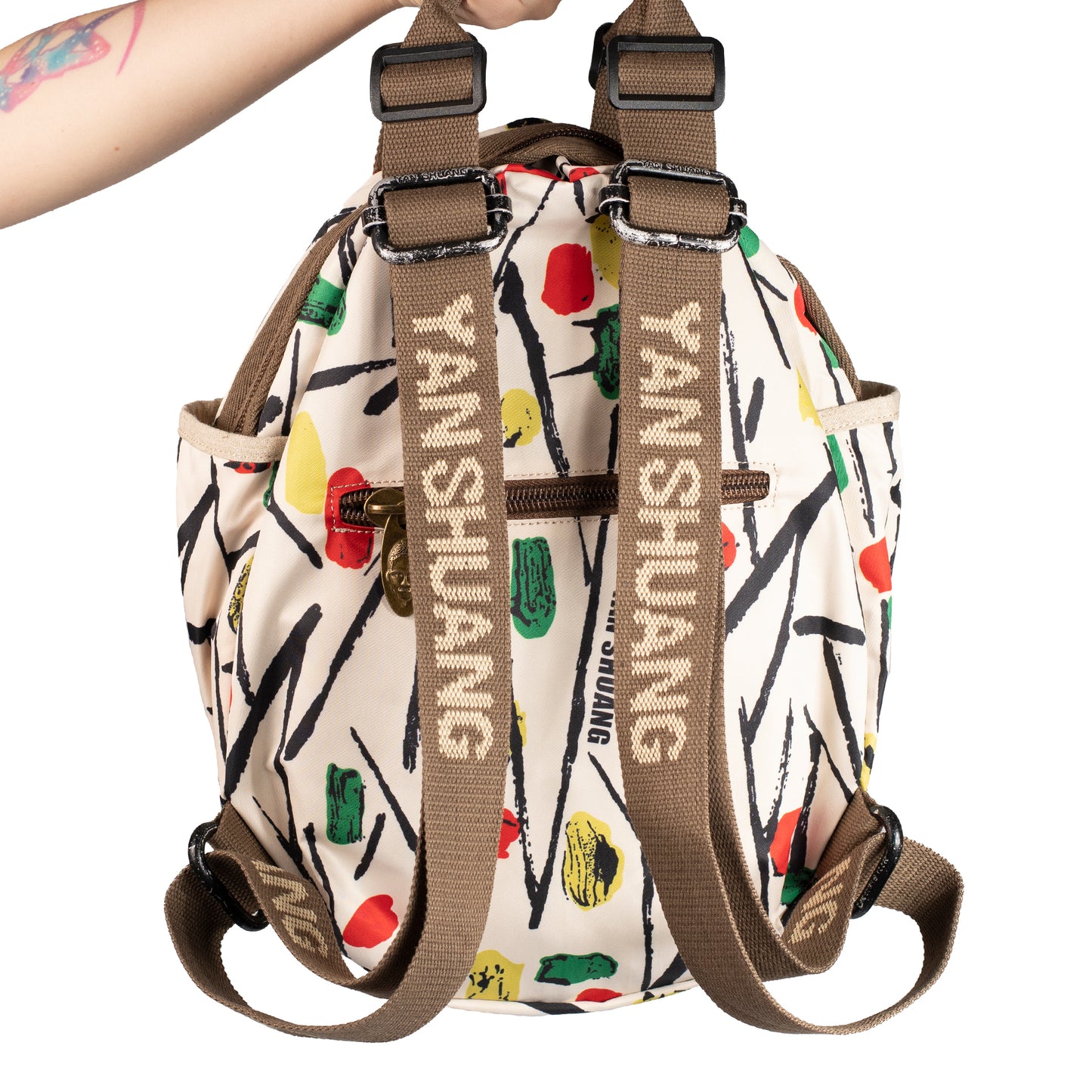 YAN SHUANG Urban Backpack Branches Green Leather