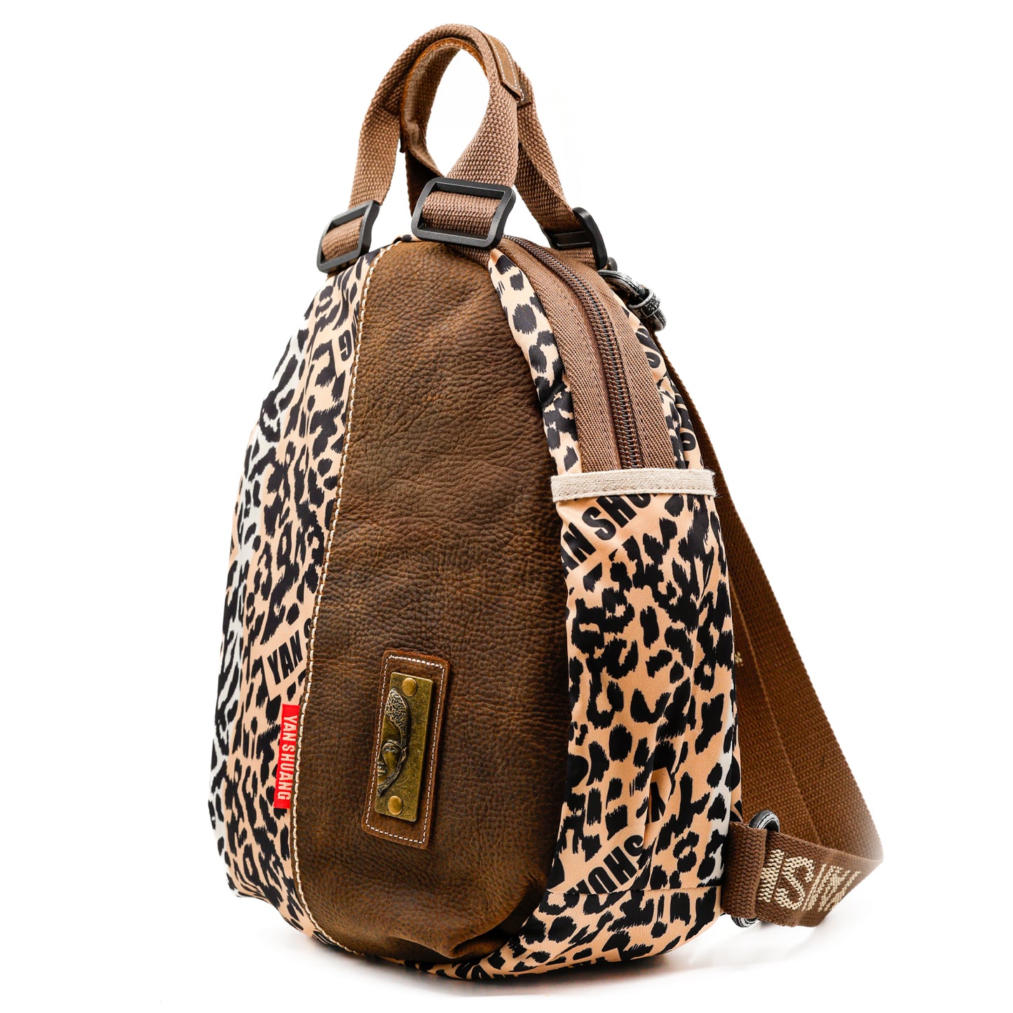 YAN SHUANG Urban Crepe Leather Backpack Brown