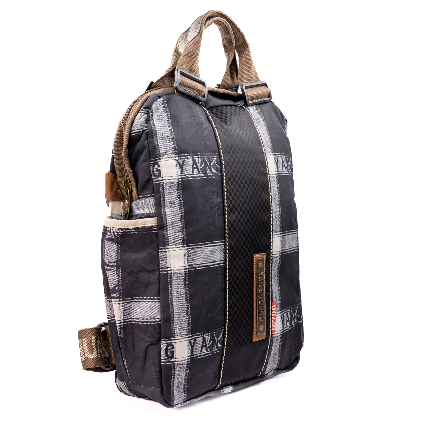 YAN SHUANG Mochila Ejecutiva Cuadro Gris
