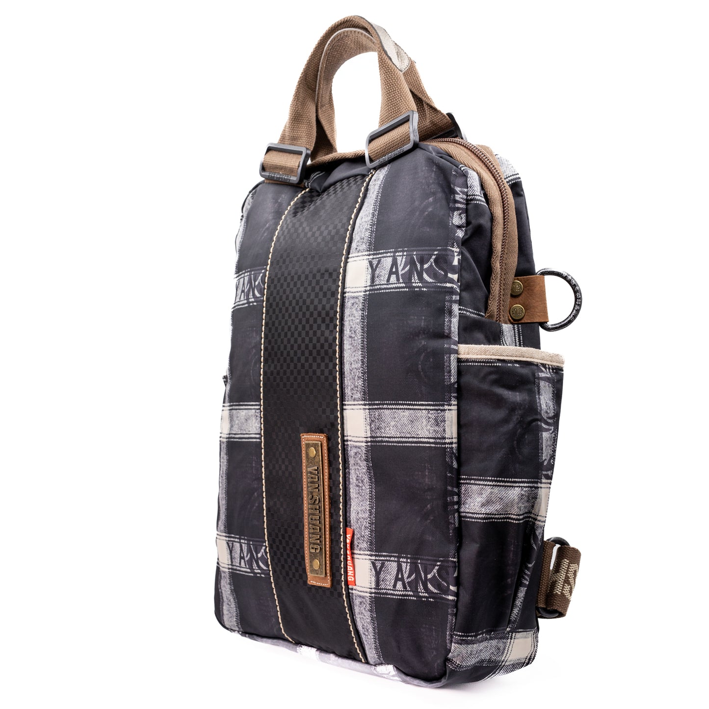 YAN SHUANG Mochila Ejecutiva Cuadro Gris