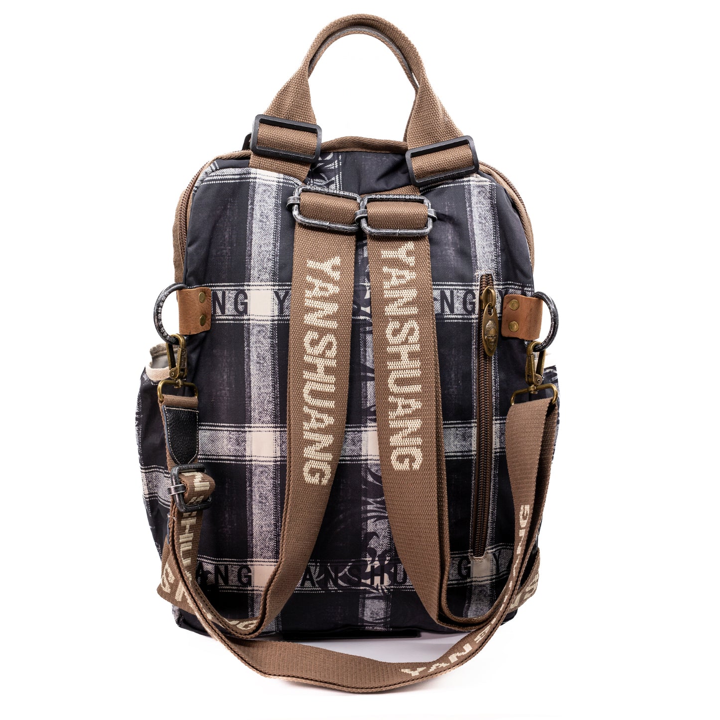 YAN SHUANG Mochila Ejecutiva Cuadro Gris