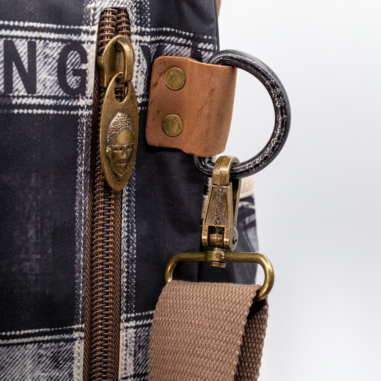 YAN SHUANG Mochila Ejecutiva Cuadro Gris