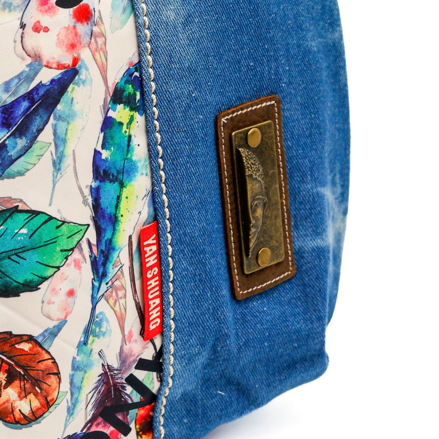 YAN SHUANG Unisex Flying Leaves Denim Backpack