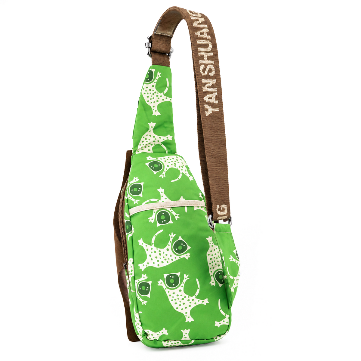 YAN SHUANG Bandolera Piel Café Green Leopard