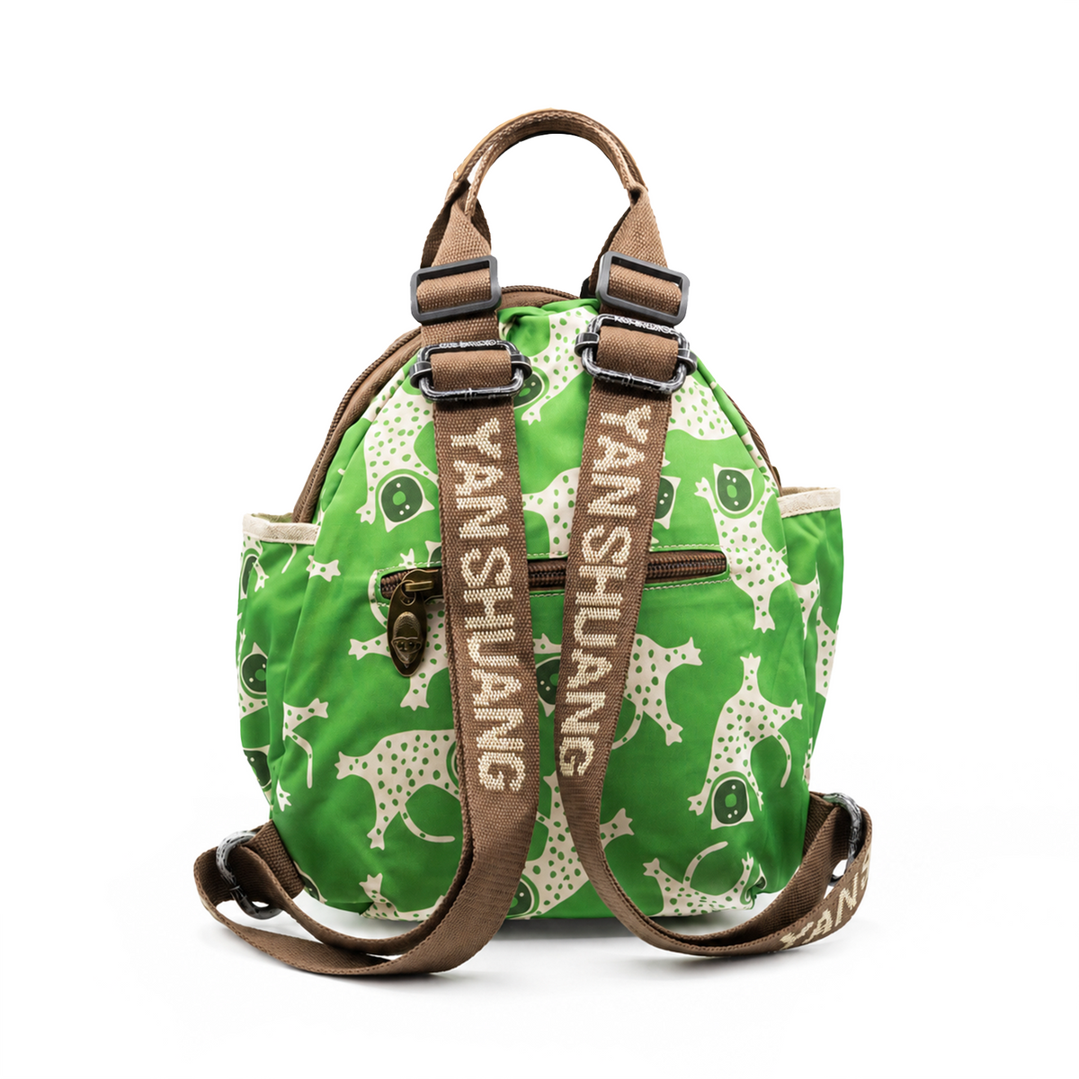 YAN SHUANG Mochila Urbana Green Leopard Piel Café