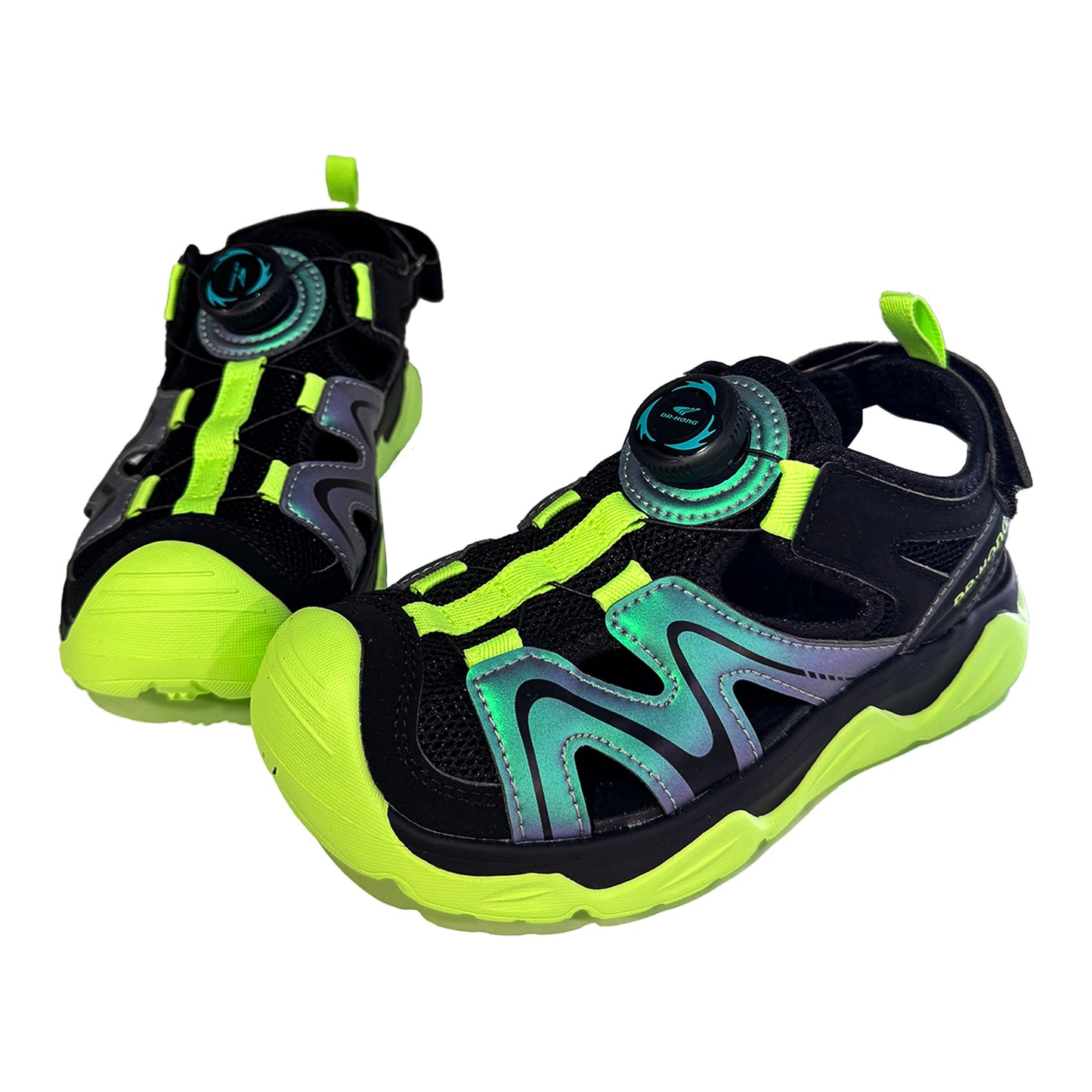 DR. KONG 921 BLACK GREEN BLUE SANDALS