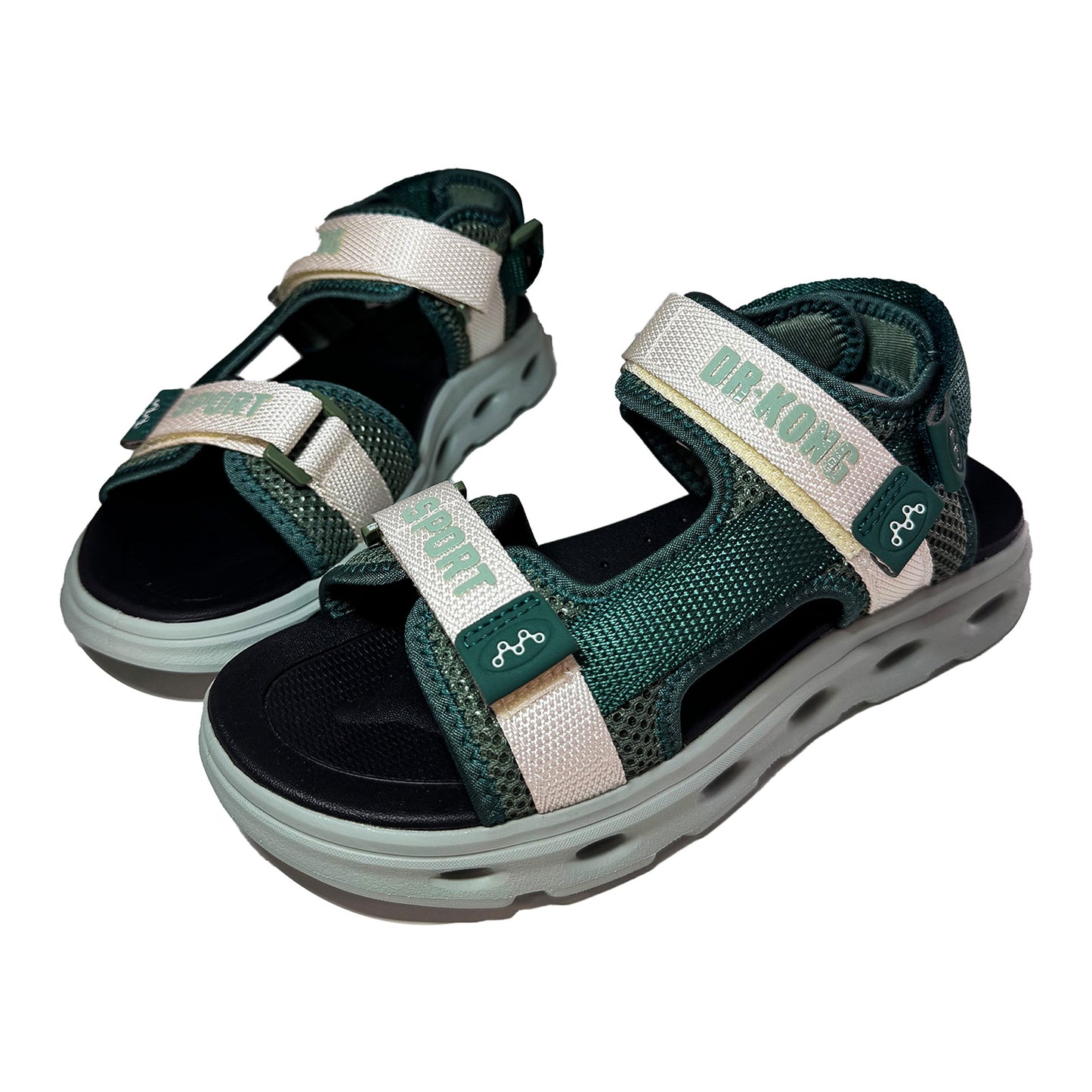 DR KONG 755 GREEN BLACK SANDALS