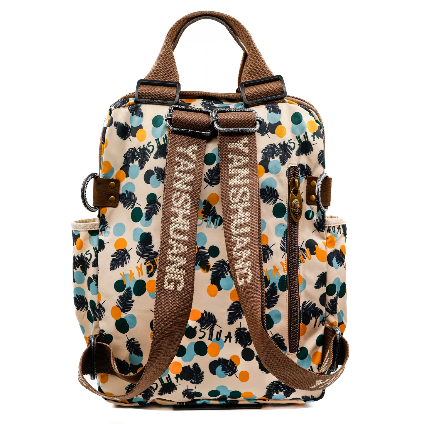 YAN SHUANG Mochila Ejecutiva Dots & Feather Algodón Azul