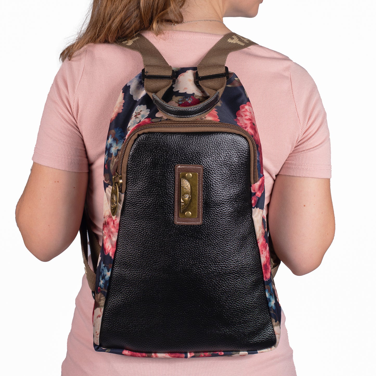 YAN SHUANG Mochila Urbana Elegante Magnolia Piel Negra