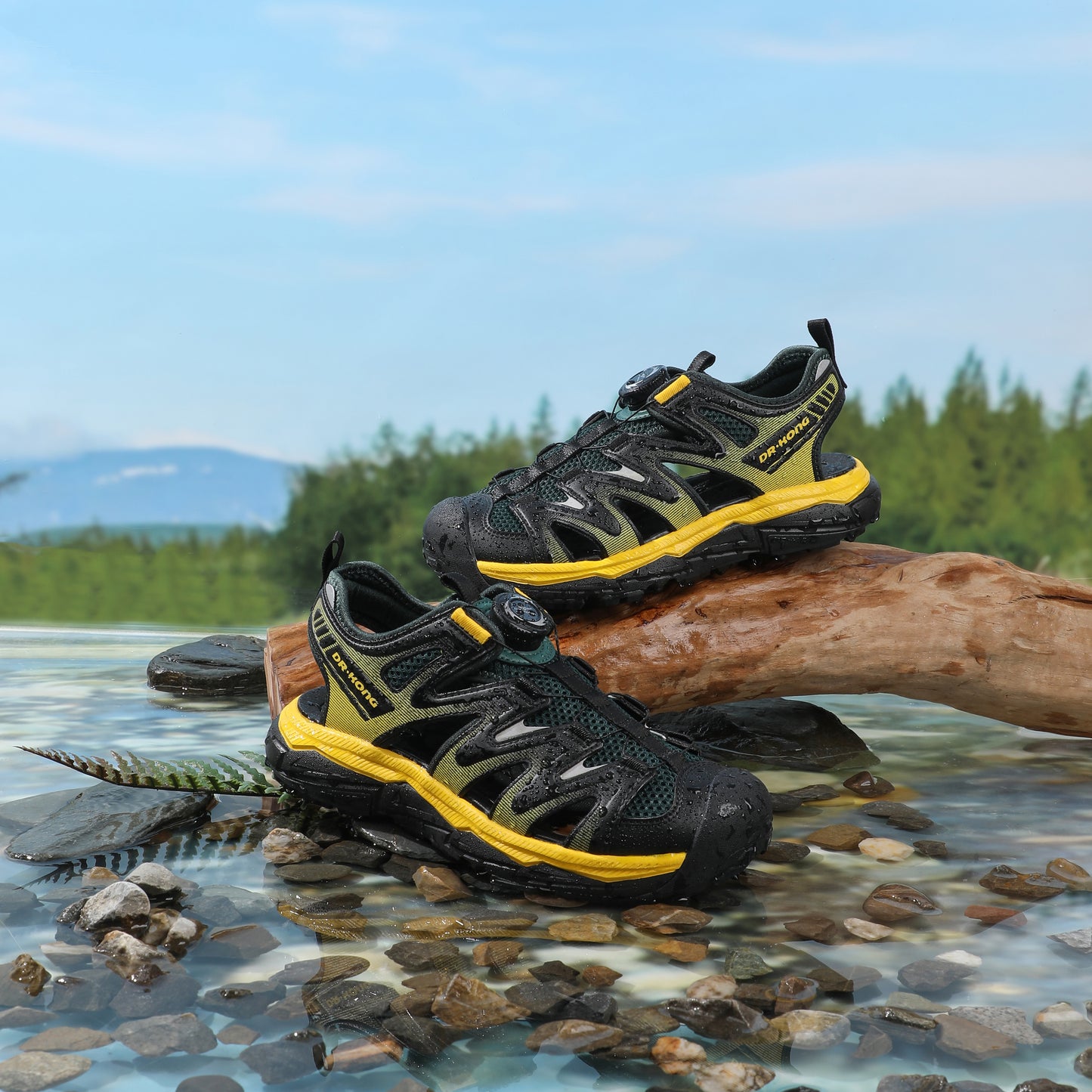 DR KONG 003 BLACK YELLOW SANDALIAS