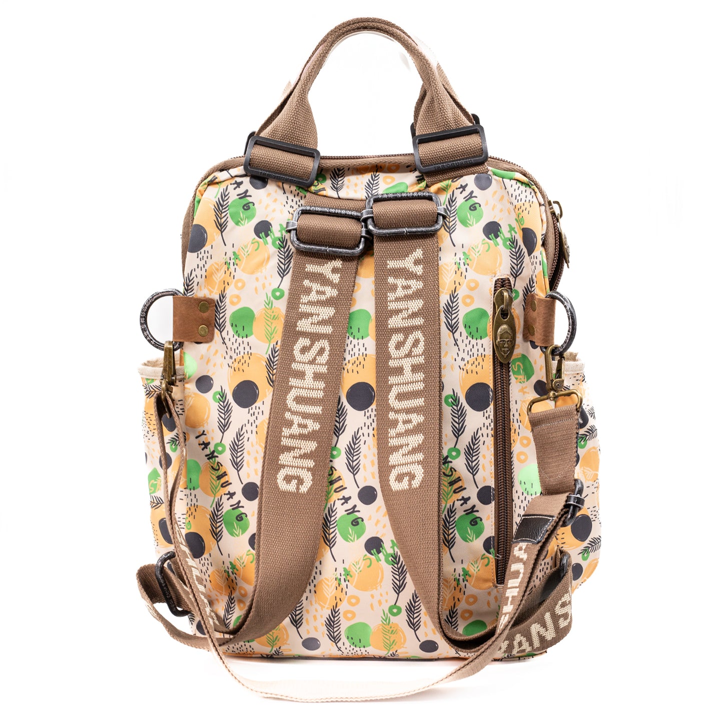 YAN SHUANG Dot and Feather Beige Business Backpack