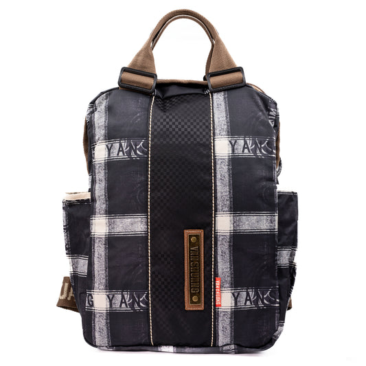 YAN SHUANG Gray Check Executive Backpack