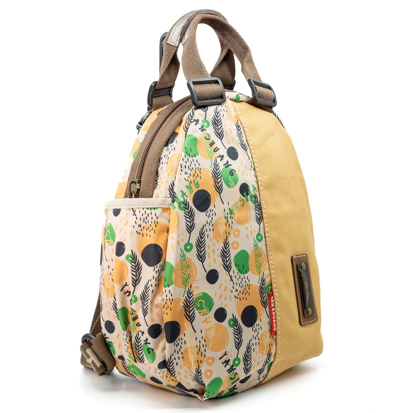 YAN SHUANG Urban Backpack Dot and Feather Beige