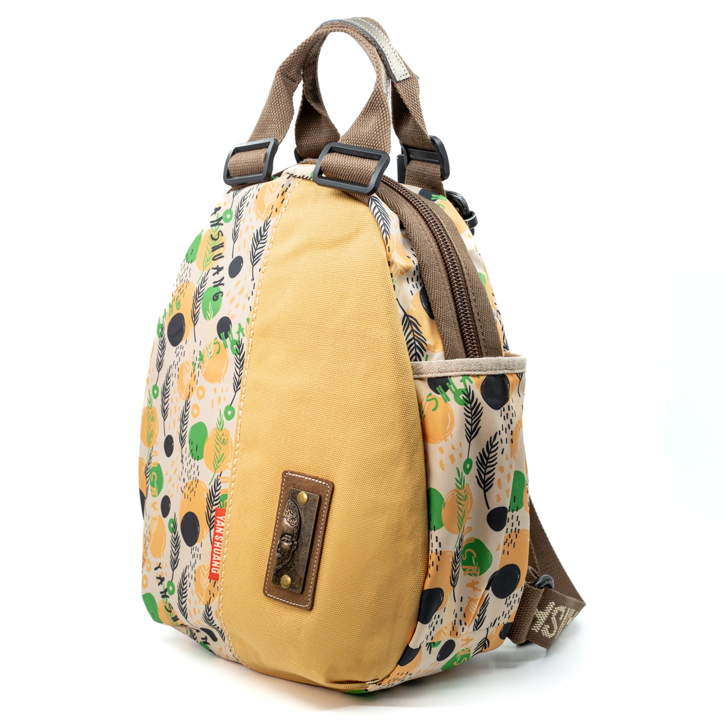 YAN SHUANG Urban Backpack Dot and Feather Beige