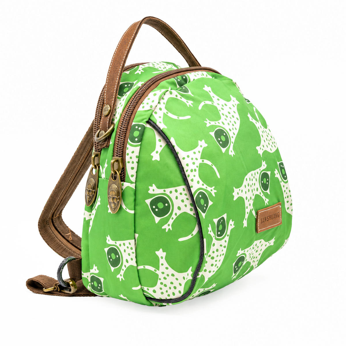 YAN SHUANG Mochila Convertible Green Leopard