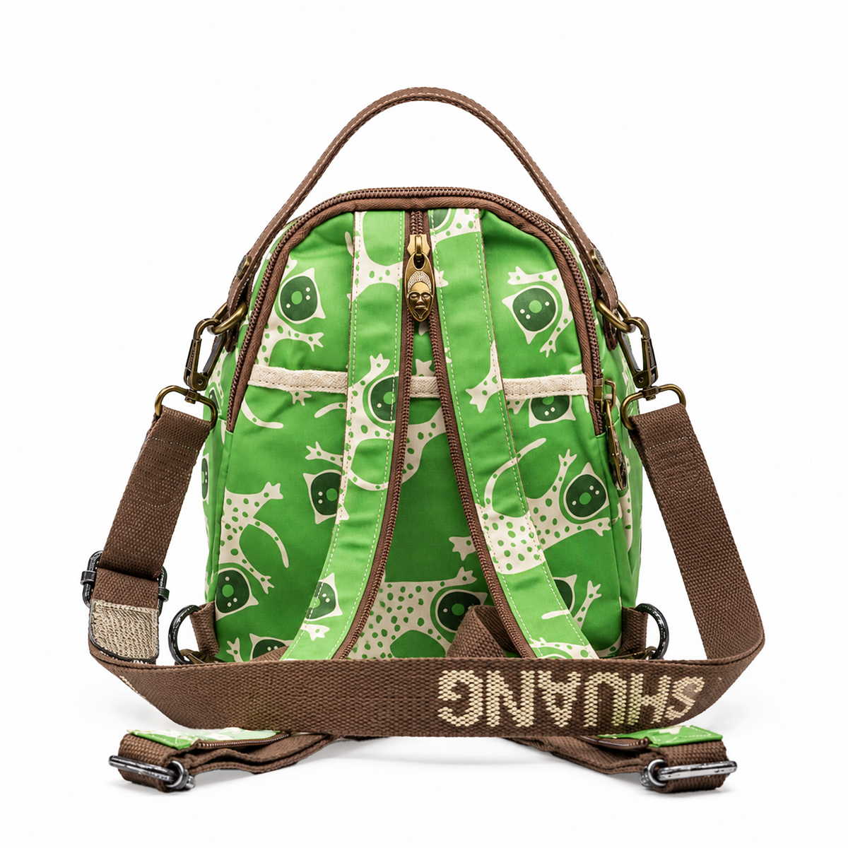 YAN SHUANG Mochila Convertible Green Leopard