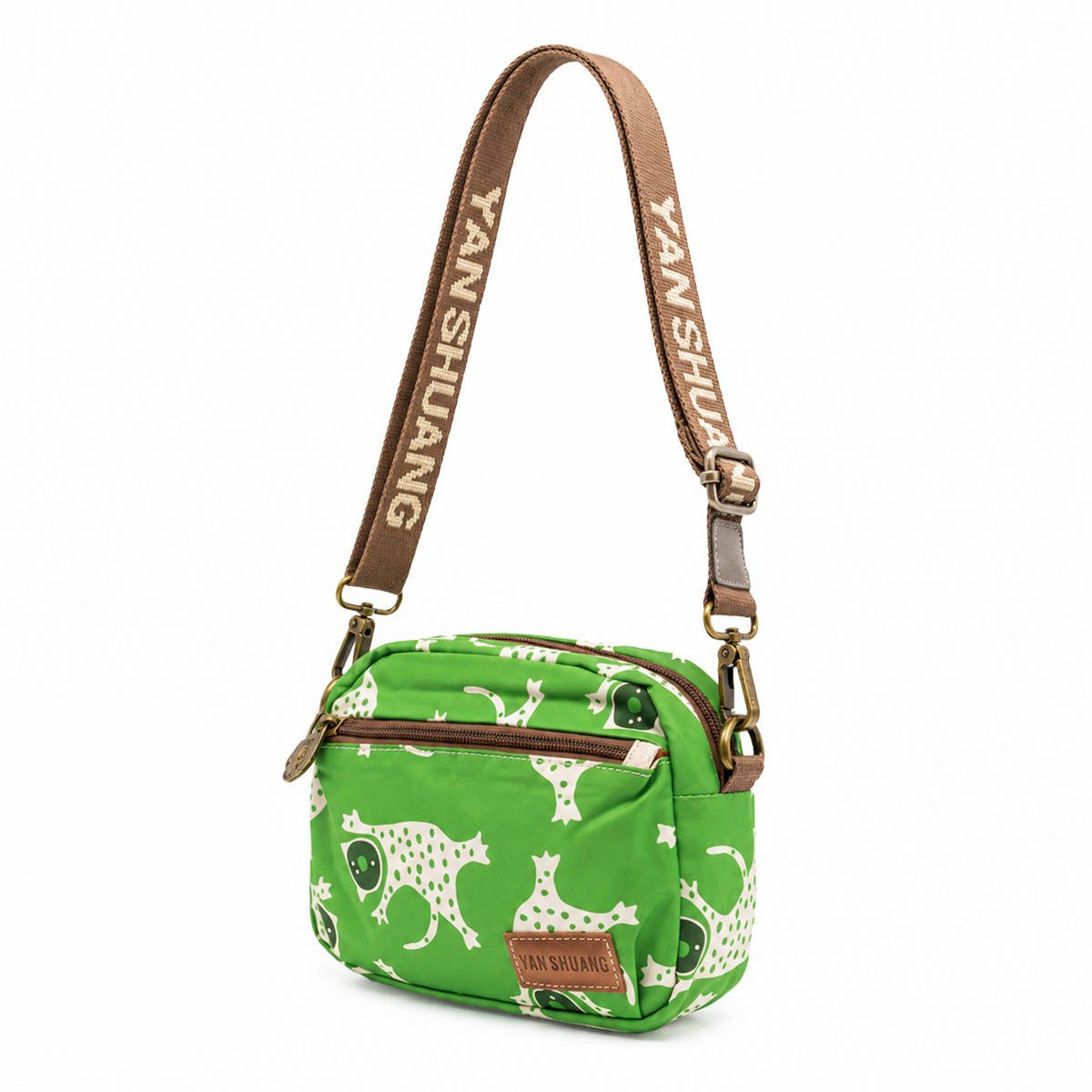 YAN SHUANG Bandolera Mujer Green Leopard