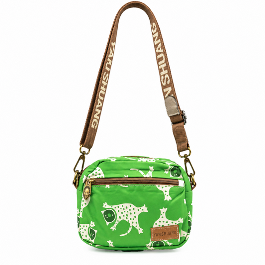 YAN SHUANG Women's Crossbody Bag Green Leopard