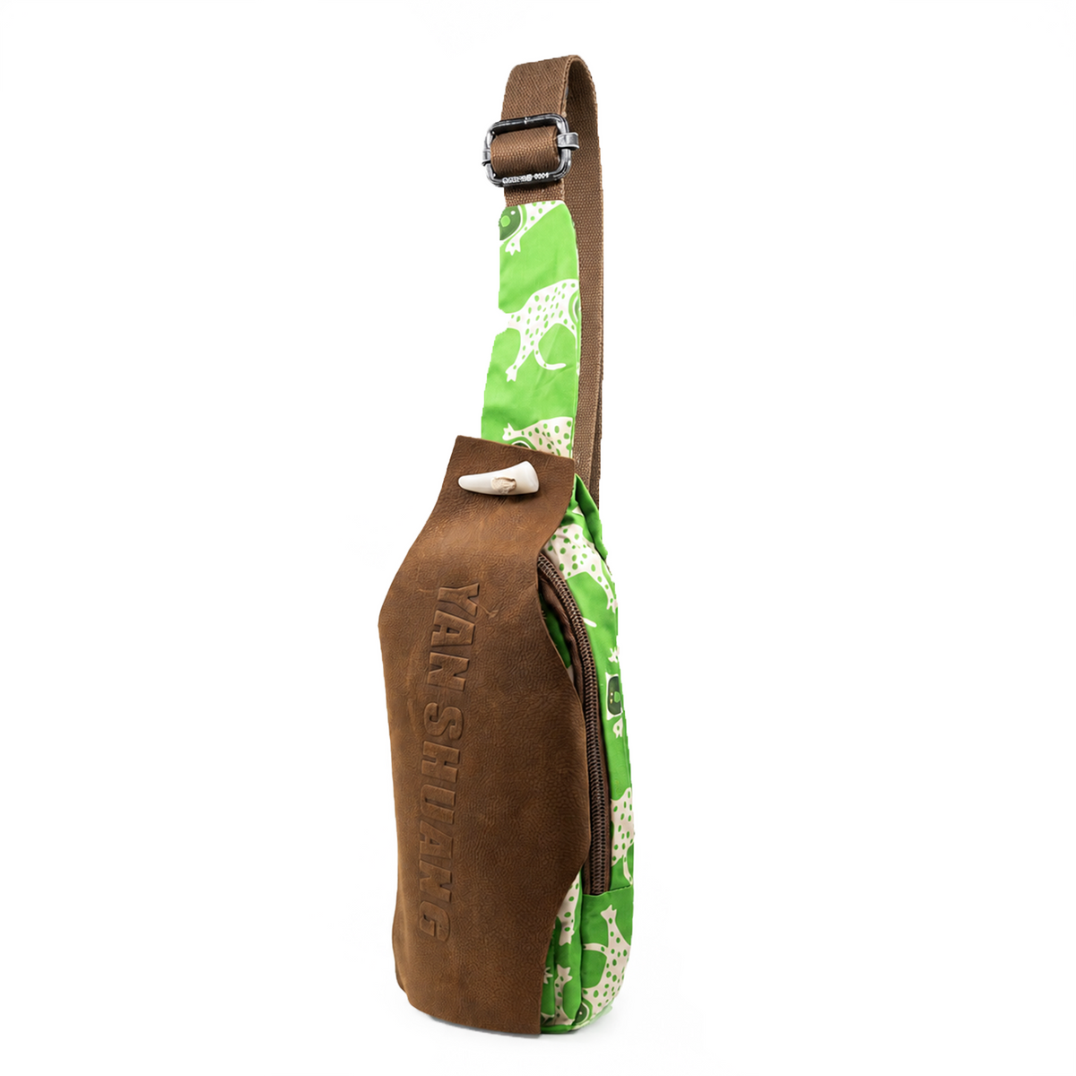 YAN SHUANG Bandolera Piel Café Green Leopard