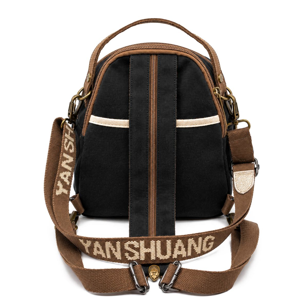 YAN SHUANG Mochila Convertible Algodón Negro