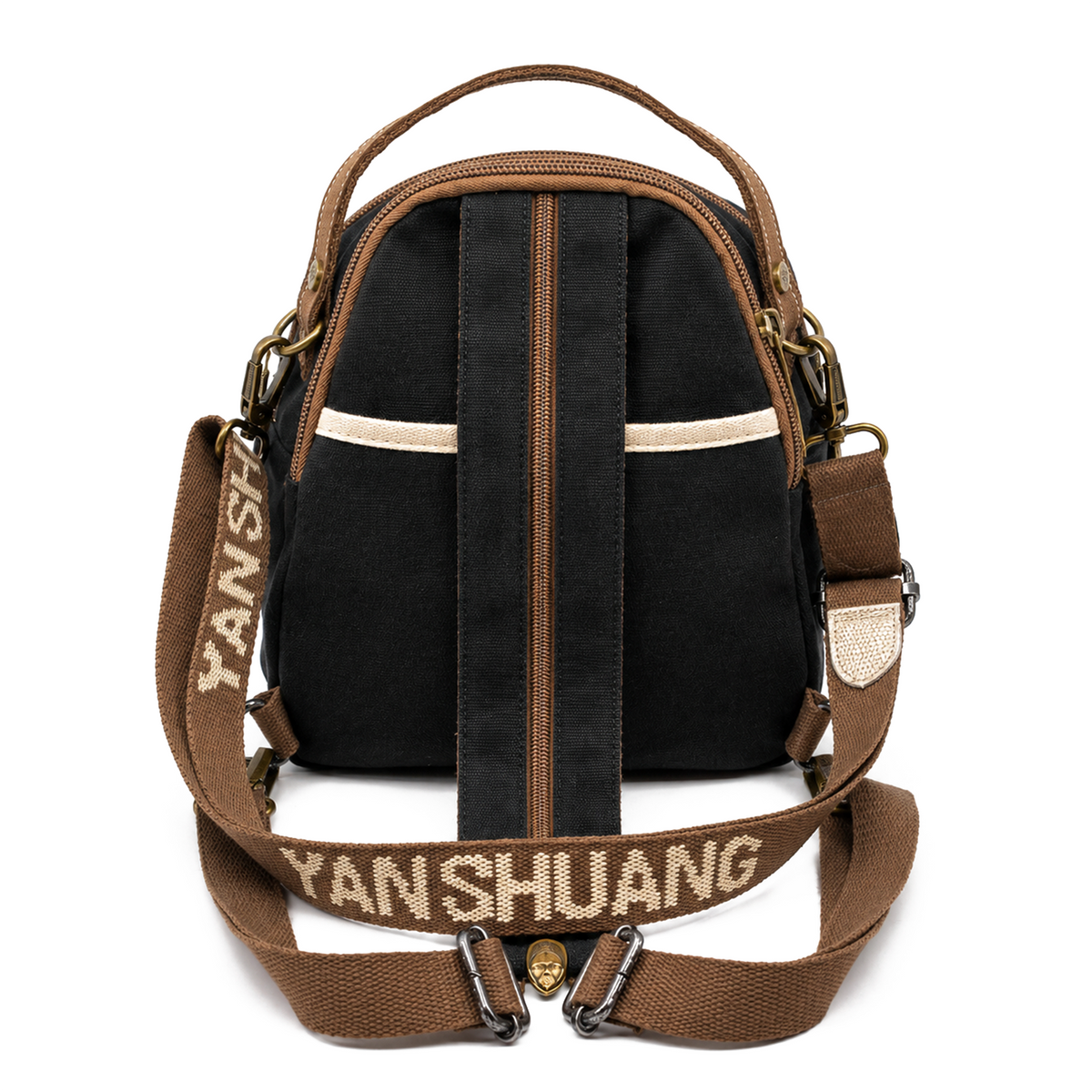 YAN SHUANG Mochila Convertible Algodón Negro
