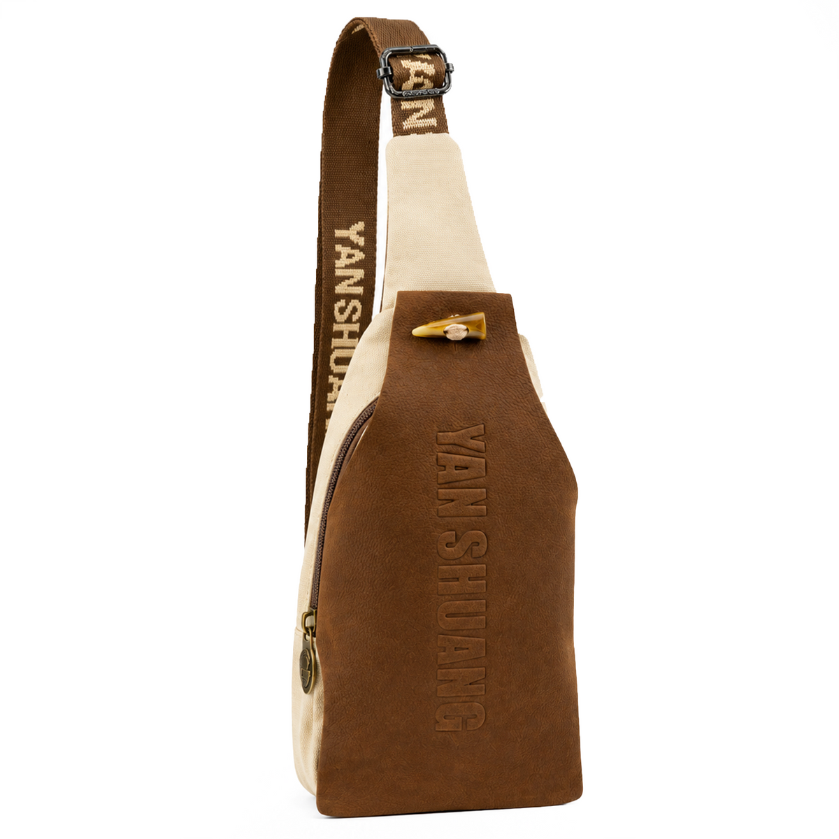 YAN SHUANG Ivory Cotton Leather Shoulder Bag