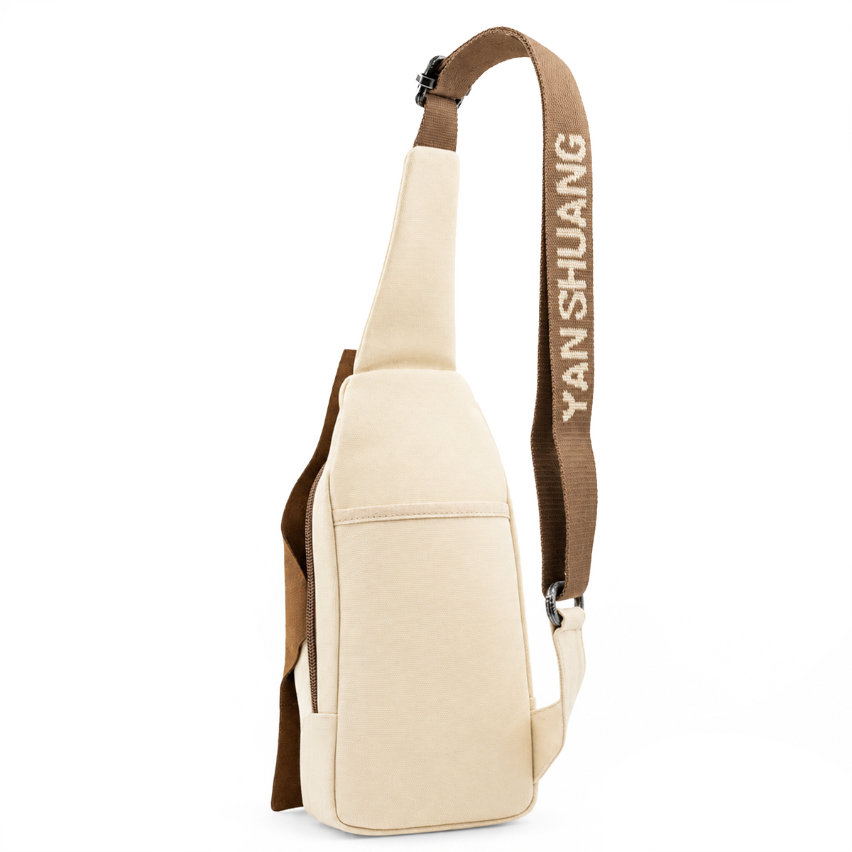 YAN SHUANG Ivory Cotton Leather Shoulder Bag