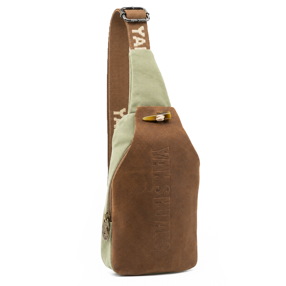 YAN SHUANG Green Cotton Leather Shoulder Bag
