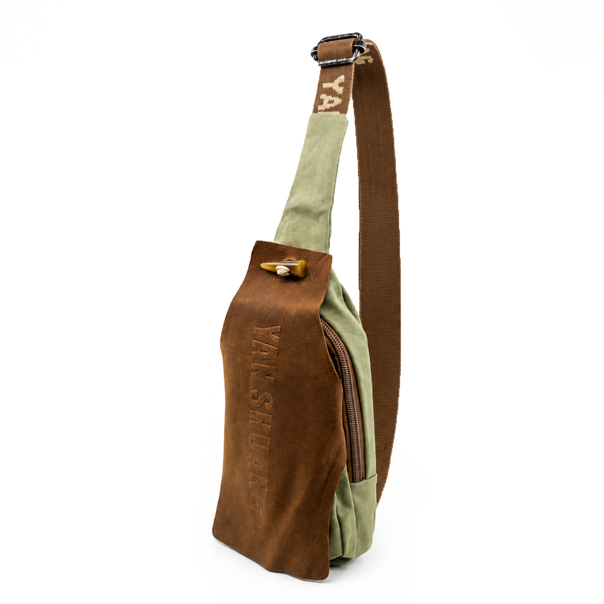 YAN SHUANG Green Cotton Leather Shoulder Bag