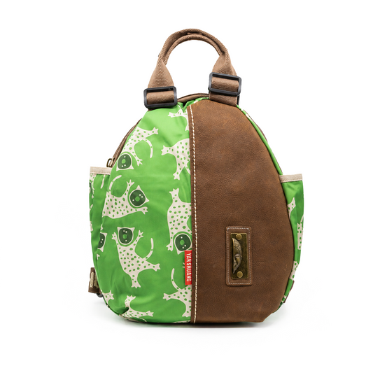 YAN SHUANG Mochila Urbana Green Leopard Piel Café