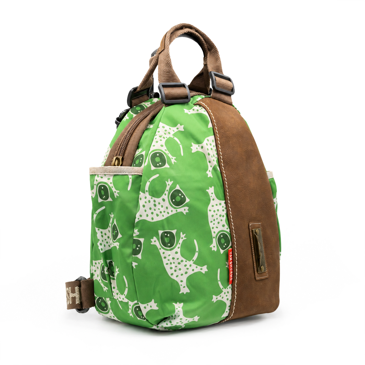 YAN SHUANG Mochila Urbana Green Leopard Piel Café
