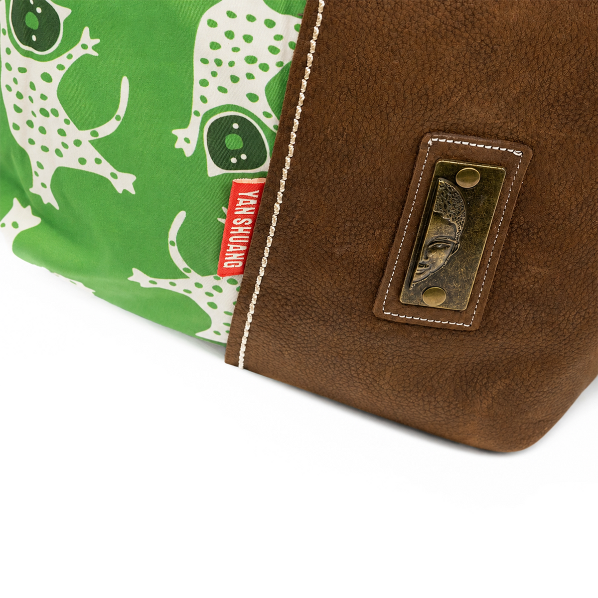 YAN SHUANG Mochila Urbana Green Leopard Piel Café