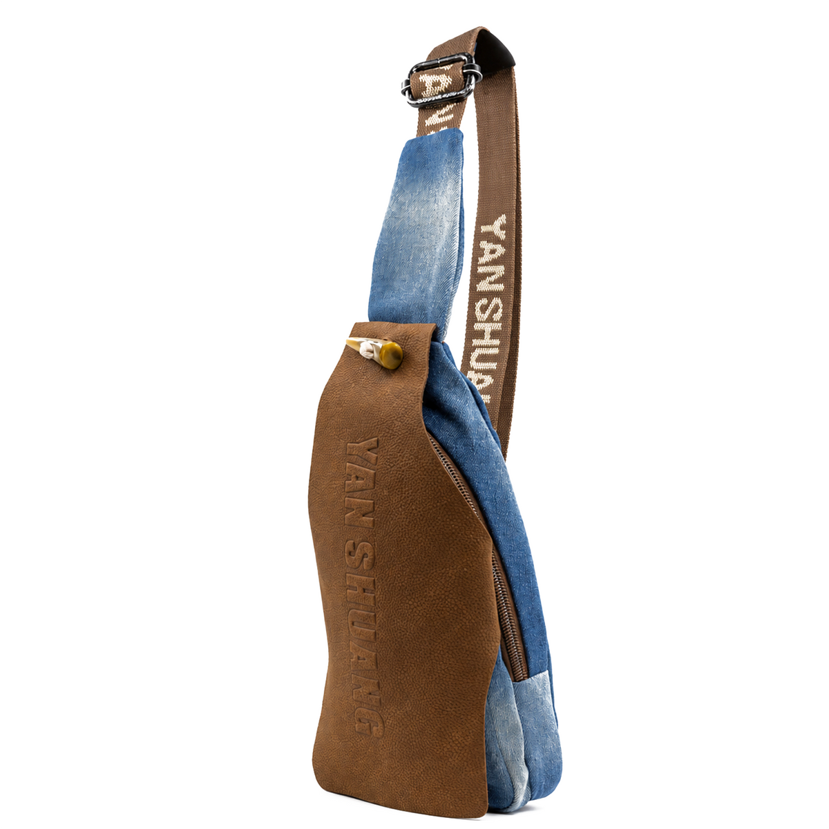 YAN SHUANG Denim Leather Shoulder Bag