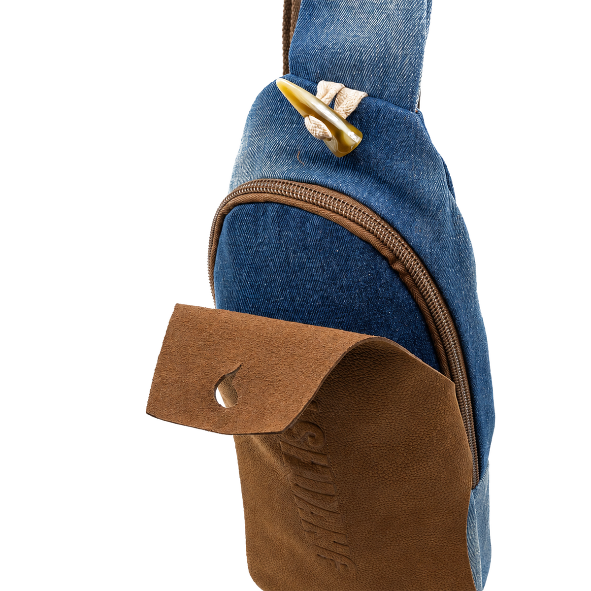 YAN SHUANG Denim Leather Shoulder Bag