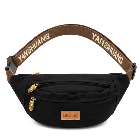 YAN SHUANG Black Cotton Fanny Pack