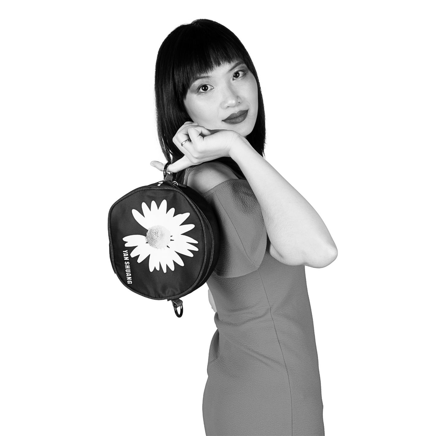 YAN SHUANG Black Lotus Shoulder Bag